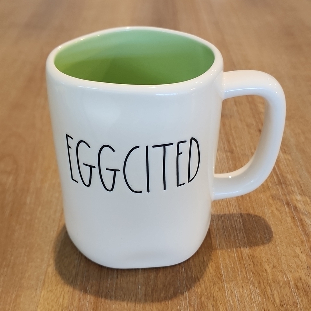 Rae Dunn “EGGCITED” Mug